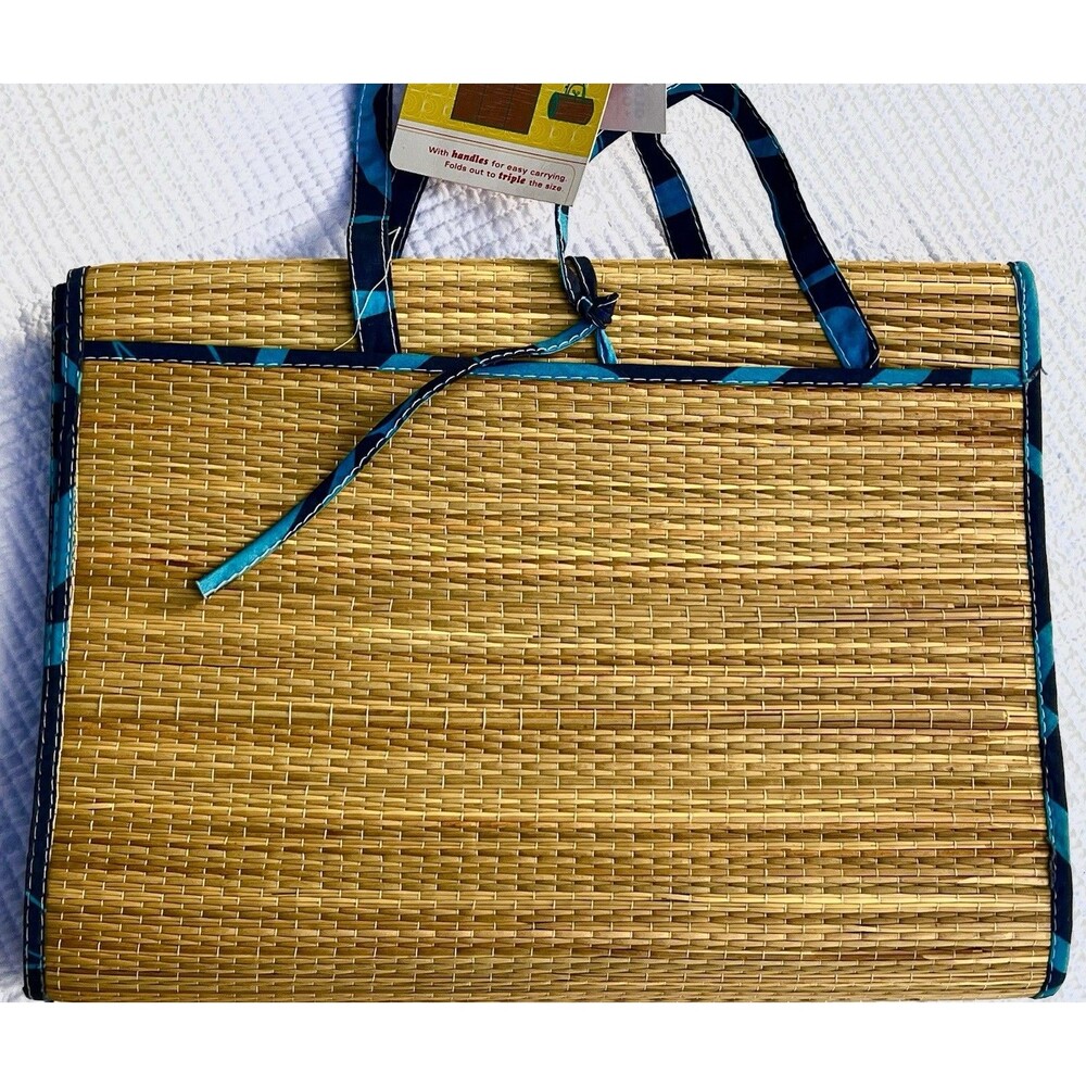 NWT Y2K Old Navy Woven Beach Mat Roll Up Picnic Pool Camping Straw Portable 3x6f - Picture 5 of 8